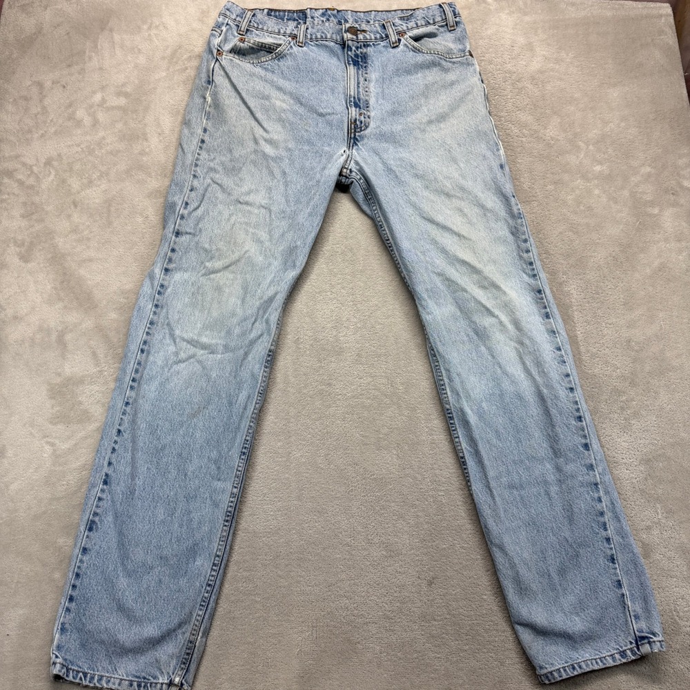 VTG Levi's 505 Jeans Mens 36x34 Blue Orange Tab Regular Fit Light Wash Denim Y2K
